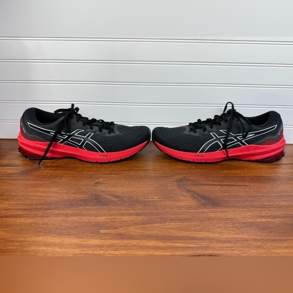 ASIC’s men’s Black/Electric Red gel GT 1000 running gym shoes. Size 10 main image 5